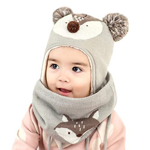 DORRISO Linda Sombrero y Bufanda Niño Niña Primavera Otoño Invierno Calentar Pequeña Zorro Gorro Bufanda Sombrero de Niño DORRISO Linda Sombrero y Bufanda Niño Niña Primavera Otoño Invierno Calentar Pequeña Zorro Gorro Bufanda Sombrero de Niño