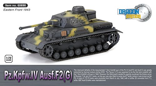 Dragon Armor 60698 - Z.KPFW.IV Ausf.f2(G) Frente Oriental 1943 - Escala 1/72 - maqueta de Tanque montado y Pintado con Vitrina Transparente Dragon Armor 60698 - Z.KPFW.IV Ausf.f2(G) Frente Oriental 1943 - Escala 1/72 - maqueta de Tanque montado y Pintado con Vitrina Transparente