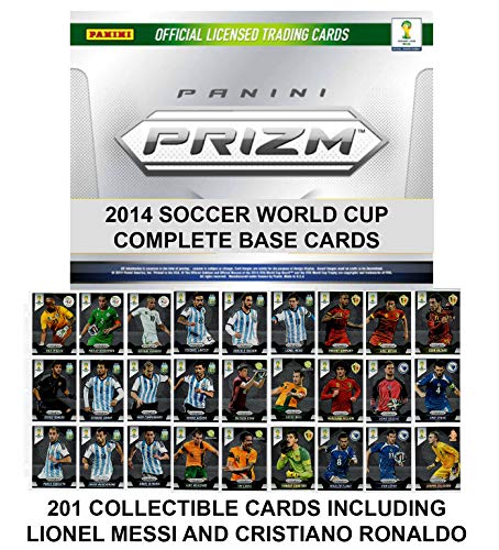 DROB 2014 PANINI PRIZM World Cup - Juego completo de 201 tarjetas incluyendo Lionel Messi y Cristiano Ronaldo en páginas protectoras de plástico de 3 agujeros CS01