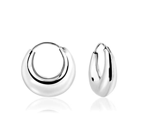 DTP Silver - Pendientes de Aro de mujer - Creoles gruesos - Plata 925 - Espesor 7 mm - Diámetro 24 mm