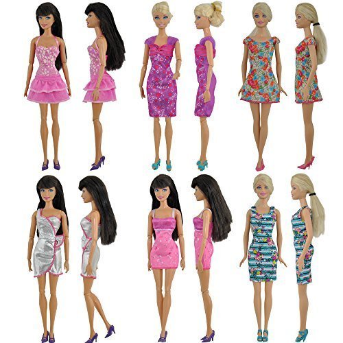 E-TING 5 x moda Mini vestido para muñeca Barbie hecha a mano Vestido de fiesta corto arropa