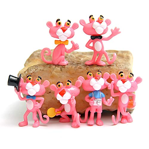 EASTVAPS 6pcs Mini Pink Panther PVC Figuras Juguete niños Regalo Micro Paisaje