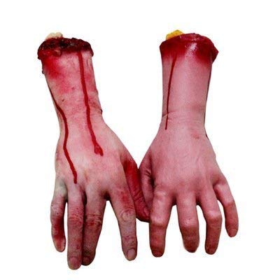 Echthaar Arm Hände Bloody Dead Körperteile Haunted House Halloween Dekorationen, 2-Teilig (rechts und Links) (Hände)