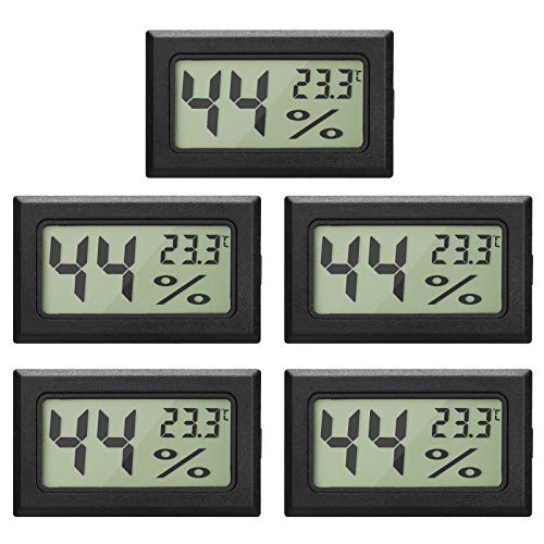EEEKit 5-Pack LCD Termómetro Digital de Temperatura, Humedad Termómetro, Mini Termómetro Digital Higrómetro y Medidor de Humedad para Invernadero/Coches/Hogar/Oficina, Negro