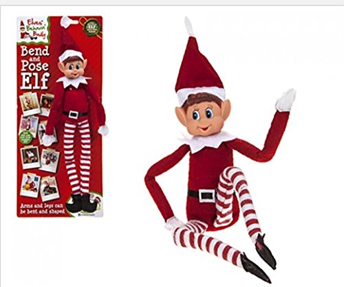Elves Behavin Badly Elfo Flexible Flexible de 12 "con Cabeza de Vinilo - Accesorio de Navidad (Niño Elfo Rojo)