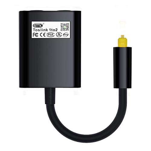 EMK Cable Audio Digital de Toslink Duplicador 1 Entrada 2 Salidas Fibra Audio Óptica Cable Divisor óptico de Fibra de para CD/DVD PS3 X-Box360 Ordenador Negro