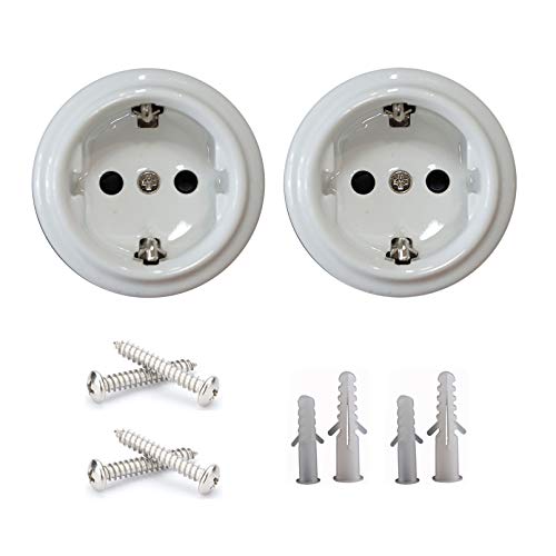 Enchufe de Pared Porcelana 240V,16A Superficie,2 unidades Enchufe de Pared Porcelana 240V,16A Superficie,2 unidades