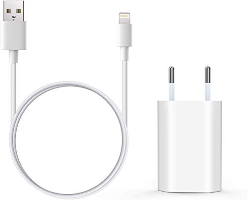 Everdigi Cargador Enchufe Adaptador USB + Cable de Carga para iPhone 5 6 S 7 8 X S Plus (1m) (Blanco) Everdigi Cargador Enchufe Adaptador USB + Cable de Carga para iPhone 5 6 S 7 8 X S Plus (1m) (Blanco)