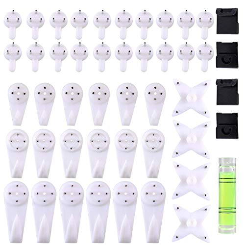 eZAKKA Ganchos de Pared Plásticos, Cuelga Fácil, Percheros Transparente Soporte Para Colgar Cuadros, Marcos de Fotos, Espejos Blanco Pack de 47 Piezas eZAKKA Ganchos de Pared Plásticos, Cuelga Fácil, Percheros Transparente Soporte Para Colgar Cuadros, Marcos de Fotos, Espejos Blanco Pack de 47 Piezas