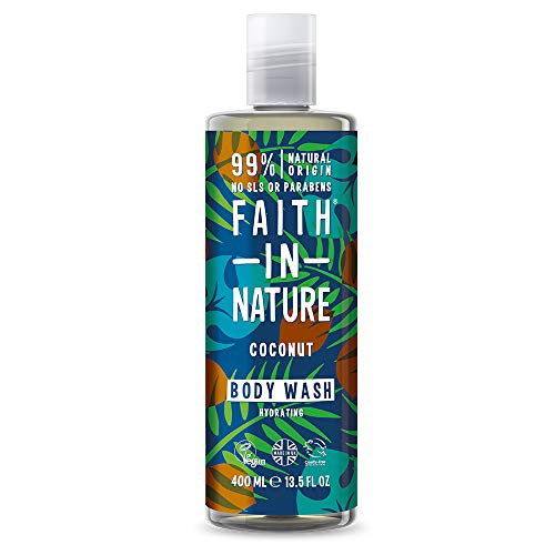 Faith in Nature Gel de Baño Natural de Coco, Hidratante, Vegano y No Testado en Animales, sin Parabenos ni SLS, 400 ml