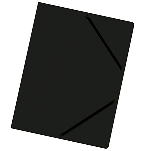Falken - Carpetas de cartón Colorspan con 3 solapas interiores y 2 gomas elásticas DIN A4, color negro