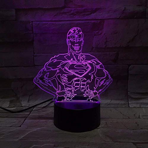Figura de dibujos animados Superman 3D Lámpara de lava 7 colores que cambian Luz de noche Led Decoración de humor Regalo Lámpara de mesa para dormitorio