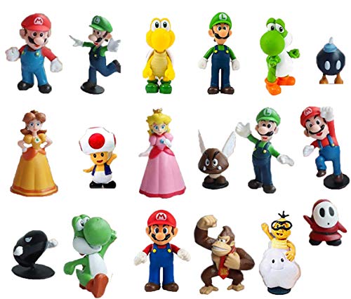 Figuras Super Mario Figures Decoración para Tartas de Cumpleaños 18PCS