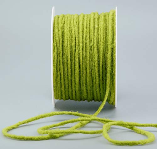 finemark Cordón de lana, 80 m x 3-4 mm, color verde manzana, 100 % lana, cinta decorativa para regalo, cinta de fieltro, cinta de fieltro, cinta para manualidades
