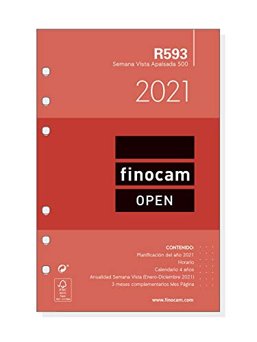 Finocam - Recambio Anual 2021 Semana vista apaisada Open R593 Español