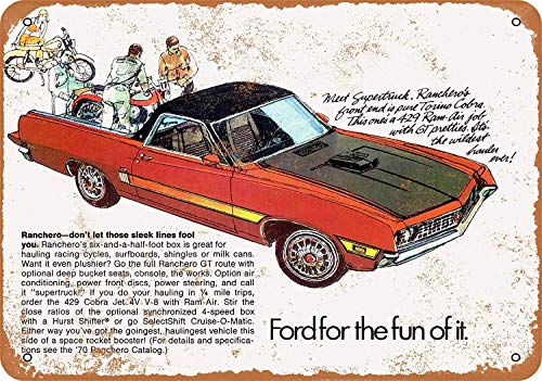 Fluse 1970 Ford Ranchero Vintage Metal Art Chic Retro Metal Cartel de Chapa 8X12 Pulgadas Letreros de Metal