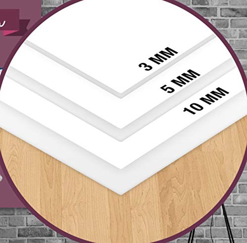 Forex - Panel de PVC blanco – Diferentes grosores y dimensiones – Alta calidad – Ideal para impresión o revestimientos – Ligero y resistente – Antiarañazos – Placa de 5 mm de grosor 50 x 25 cm Forex - Panel de PVC blanco – Diferentes grosores y dimensiones – Alta calidad – Ideal para impresión o revestimientos – Ligero y resistente – Antiarañazos – Placa de 5 mm de grosor 50 x 25 cm