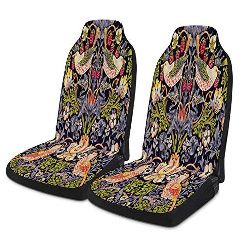 Front Seat Covers 2 pc, William Morris Strawberry Thief Floral Art Nouveau,Vehicle Seat Protector Car Mat Covers, Fit Most Cars, Sedan, SUV, Van