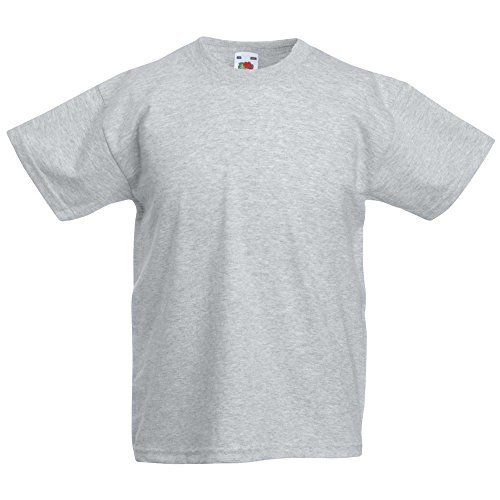 Fruit of the Loom Camiseta de niño en gris jaspeado, 3-4, medida de pecho, 66 cm Altura: 104 cm.