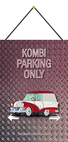 FS - Cartel metálico (20 x 30 cm, con cordel), diseño de coche parking only rojo FS - Cartel metálico (20 x 30 cm, con cordel), diseño de coche parking only rojo