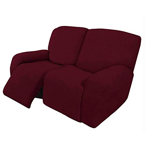 Funda Sofá y Sillones Funda de Sillón Relax Elástica Reclinable Fundas de Muebles con Fondo Elástico Suave Lavable,Rojo,3 Seater(8pcs)