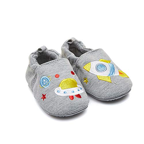 Gavena Zapatos de bebé sin cordones para primer paseo con suela de goma antideslizante suave, transpirable y cómoda para interiores y exteriores., color Gris, talla 6-12 meses
