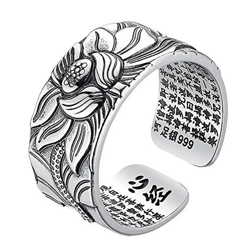 Gelentea Anillo de plata de ley 99 con corazón sutra ajustable de extremo abierto anillo de dedo de edición ancha anillo de joyería regalo
