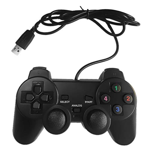 Geneic USB con cable Gamepad Joystick simple/doble vibración Joypad juego controlador mango para PC portátil ordenador Win7/8/10/XP/Vista