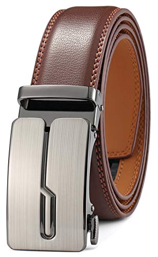 GFG Cinturón de cuero para hombres con hebilla automática 35mm Ancho-0010-125-Marrón