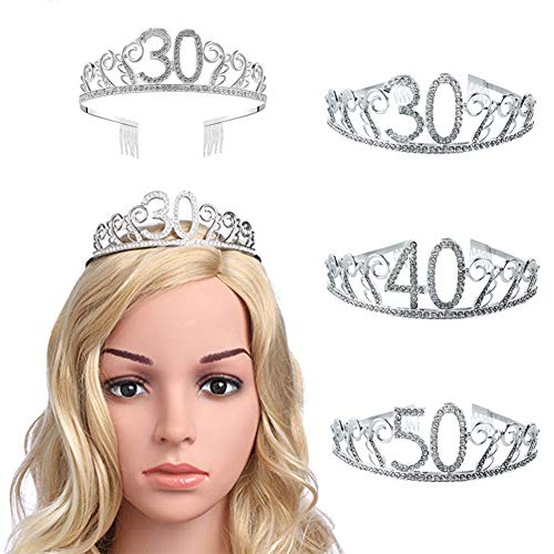 Good01 30/40/50 años tiara, espumante strass número Hollow mujer de media edad fiesta de cumpleaños corona del partido de la reina 50 años