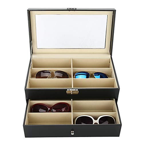 GOTOTOP Estuche de almacenamiento para gafas, doble capa, 12 ranuras, organizador de gafas, gafas de sol, expositor de espectalos, caja de almacenamiento portátil