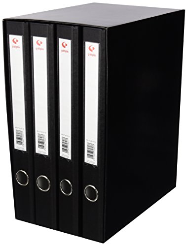 Grafoplás 7282410－Módulo de 4 archivadores con palanca de 65mm color negro. Grafcolor