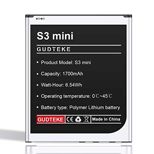 GUDTEKE - Batería para Galaxy S3 Mini | año de construcción 2020 | Equivalente al original EB-F1M7FLU | Batería de iones de litio de los modelos Galaxy Ace 2 i8160 | Galaxy S3 Mini i8190 GUDTEKE - Batería para Galaxy S3 Mini | año de construcción 2020 | Equivalente al original EB-F1M7FLU | Batería de iones de litio de los modelos Galaxy Ace 2 i8160 | Galaxy S3 Mini i8190