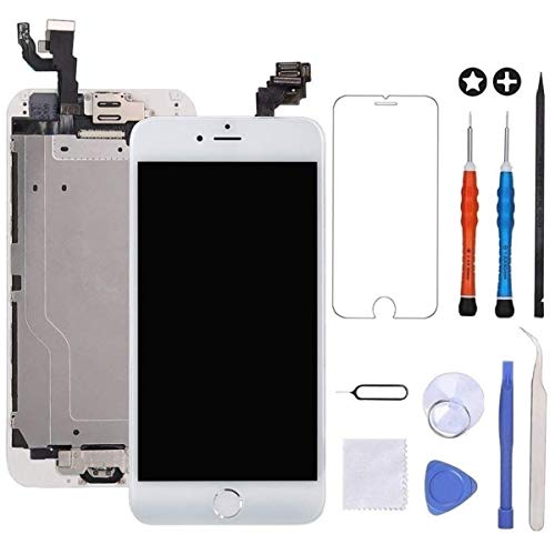 GULEEK Pantalla para iPhone 6 Plus 5,5" LCD Táctil Pantalla con Cámara Frontal,Sensor de proximidad,Altavoz, ensamblaje de Marco digitalizador y Kit de reparación (Blanco)