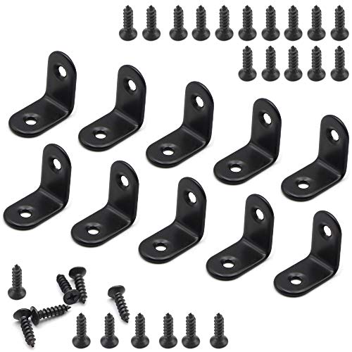 Gwolf Soportes de esquina negros, 24 piezas de soportes pequeños en forma de L, soportes de esquina en forma de L con tornillos de 48 piezas, sujetador de soporte de junta de ángulo de 90 grados Gwolf Soportes de esquina negros, 24 piezas de soportes pequeños en forma de L, soportes de esquina en forma de L con tornillos de 48 piezas, sujetador de soporte de junta de ángulo de 90 grados