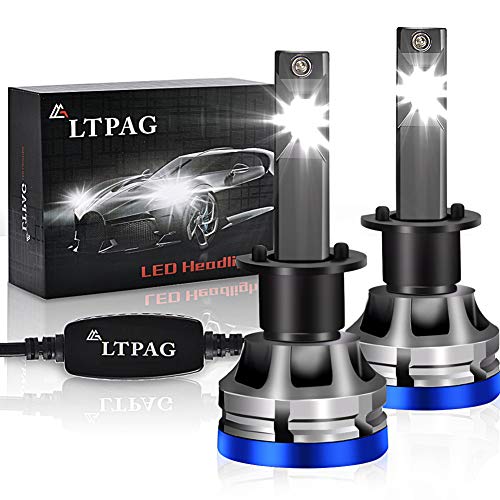 H1 LED, LTPAG Bombilla H1 LED Coche,72W Lampara H1 LED 12000LM Luces LED Coche H1 -CSP Chips 12V/24V Sin Polaridad Faros Reemplazo de Halógena y Kit Xenón H1,Blanco 6000K,Garantía de 2 años para faros