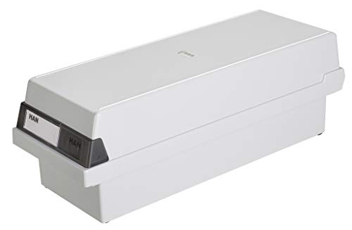 HAN 957-11 - Caja organizadora para índices (capacidad 1300 tarjetas, A7 apaisado, 133 x 121 x 360 mm), color gris claro