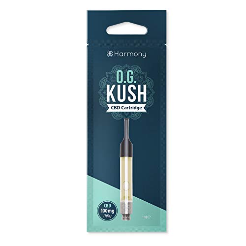 Harmony CBD Pen - 100mg de CBD (más de 99% pureza) en 1 ml - Cómodo, Sofisticado y Discreto - Sin Nicotina (Cartucho - Terpenos de O.G. Kush)