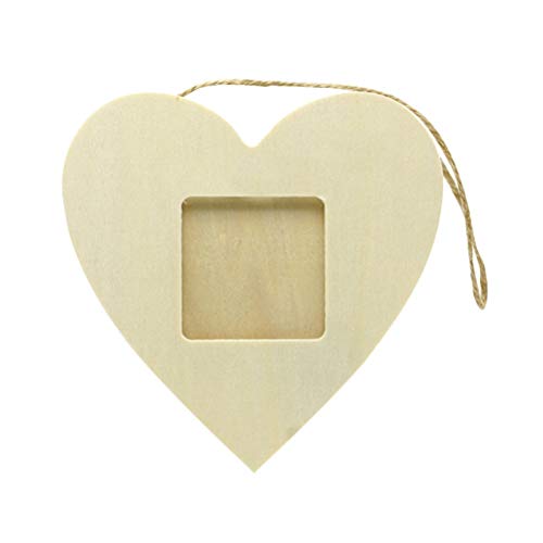 Healifty 10 marcos de fotos de madera con forma de corazón, adornos de madera sin terminar, marcos de fotos para manualidades, pintura