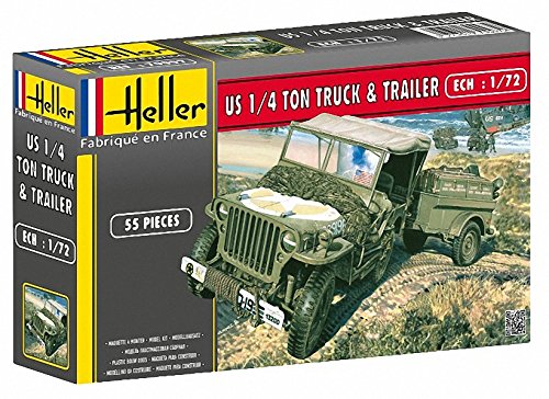 Heller - 79997 - Maqueta para Construir - US 1/4 Ton Truck & Trailer - 1/72