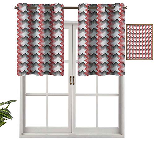 Hiiiman Cortinas cortas con ojales para ventana, diseño abstracto, diagonal, línea fina, diseño de tartán británico, juego de 2, 137 x 61 cm para baño y cocina