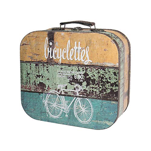 HMF VKO200 Maleta Vintage de Madera | 25 x 21,5 x 8,5 cm | Pequeño | Decoración Bicicleta