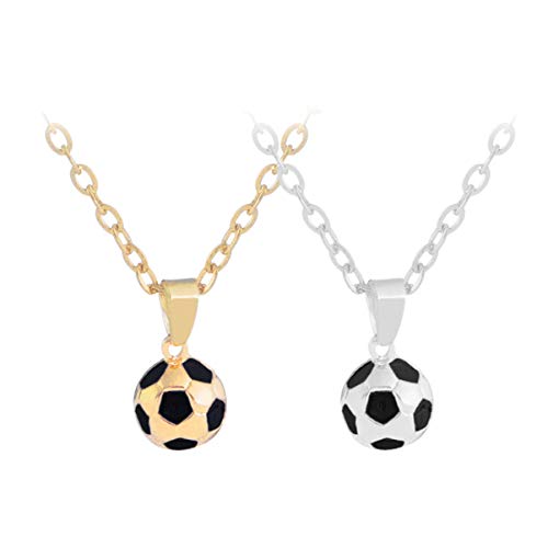 Holibanna - 2 collares de fútbol, regalo para los jugadores de fútbol 2020, color dorado y plateado Holibanna - 2 collares de fútbol, regalo para los jugadores de fútbol 2020, color dorado y plateado