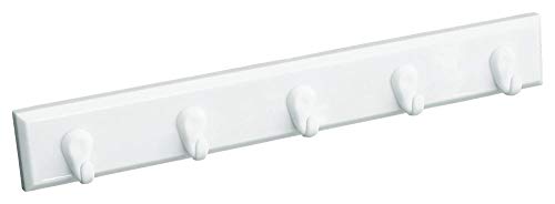 homeXpert Colgador de llaves con 5 ganchos, color blanco, longitud 22 cm, para pegar o atornillar