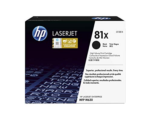 HP 81X CF281X Negro, Cartucho Tóner de Alta Capacidad Original, de 25.000 páginas, para impresoras HP LaserJet Enterprise serie M606, M605, M604, MFP M630 y HP LaserJet Enterprise Flow MFP M630z