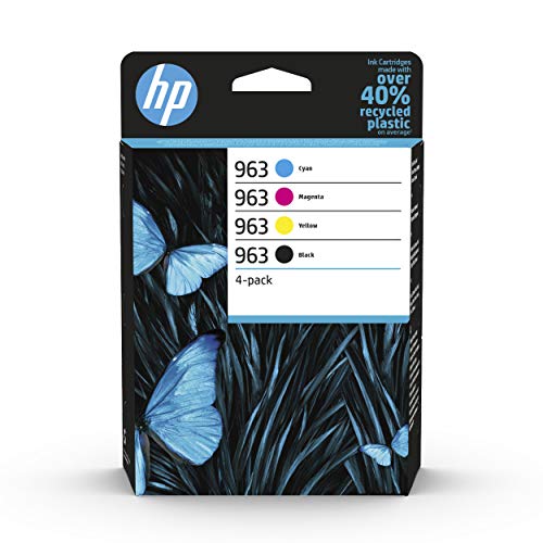 HP 963 6ZC70AE, Negro, Cian, Magenta y Amarillo, Cartuchos de Tinta Originales, Pack de 4, para impresoras HP OfficeJet Pro Serie 9000 All-in-One