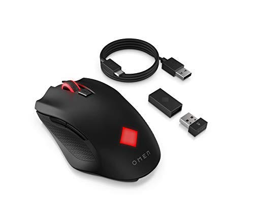 HP - Gaming OMEN Vector Mouse Wirelles, 6 Teclas programables, dpi 100 a 16.000 con Sensor óptico PixArt PAW3335, Tiempo de Respuesta 1 ms, LED Personalizables, Rueda de Desplazamiento
