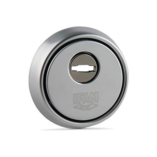 Ifam ES610CM (025018)- Escudo de seguridad para puertas, núcleo reforzado de acero antitaladro, embellecedor antimordaza y antiextracción, acabado cromado, Cromo