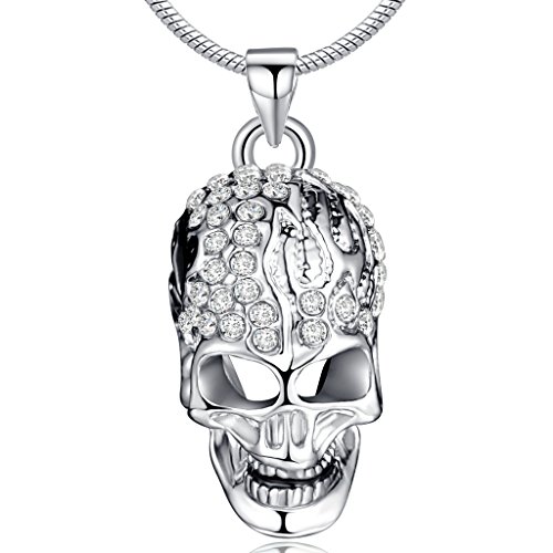 Infinite U Cráneo Calavera Cristal Austríaco Chapado en Plata Colgante/Collar para Mujer/Hombre/Adolescente/Unisex