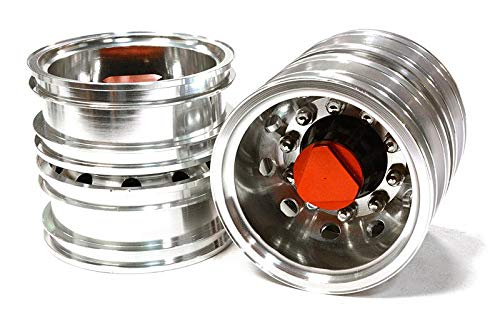 Integy RC Model Hop-ups C26594RED Machined Alloy T6 Rear Dually Wheel (2) for Tamiya 1/14 Scale Tractor Trucks